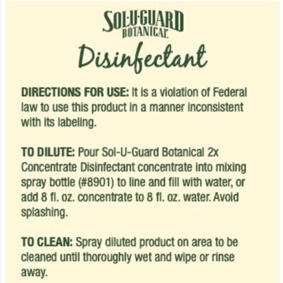 2-PK Sol-U-Guard Botanicals Disinfectant WITH mixing spray bottle (CONCENTRATE) - Picture 10 of 14